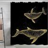 Instellar Whale Shower Curtain, Black Background Ocean Theme Modern Farmhouse Bathroom Decor, Waterproof Polyester Fabric