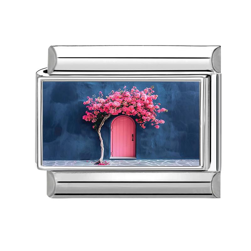 Y2K Spring Summer Scenery Series Beach Forest Lake Italian Charm Links 9mm Bracelets Bangle Stainless Steel DIY Making Jewelry