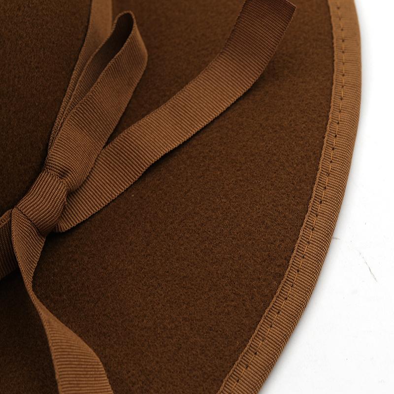 Khaki Wool Women Fedora Hat Wide Brim Hats Elegant Lady Gangster Trilby Felt Homburg Church Jazz Hat Men Cowboy Hats