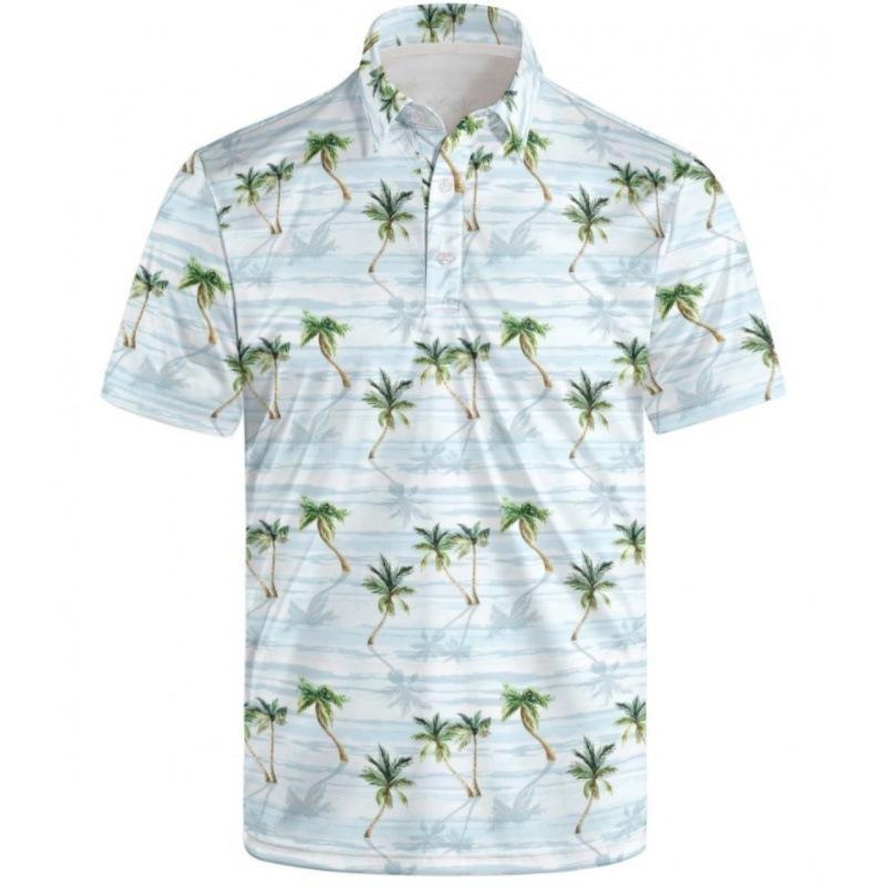 Novelty Graphic Short Sleeve Polo Shirt, Rooster & Taco Print, Casual Fun Wear