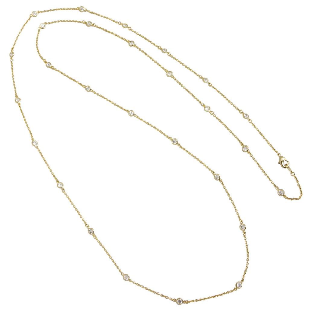 [VINGTAINE] Elegant Stone Chain Long Necklace Cubic Zirconia CZ Station Necklace C93-8-g