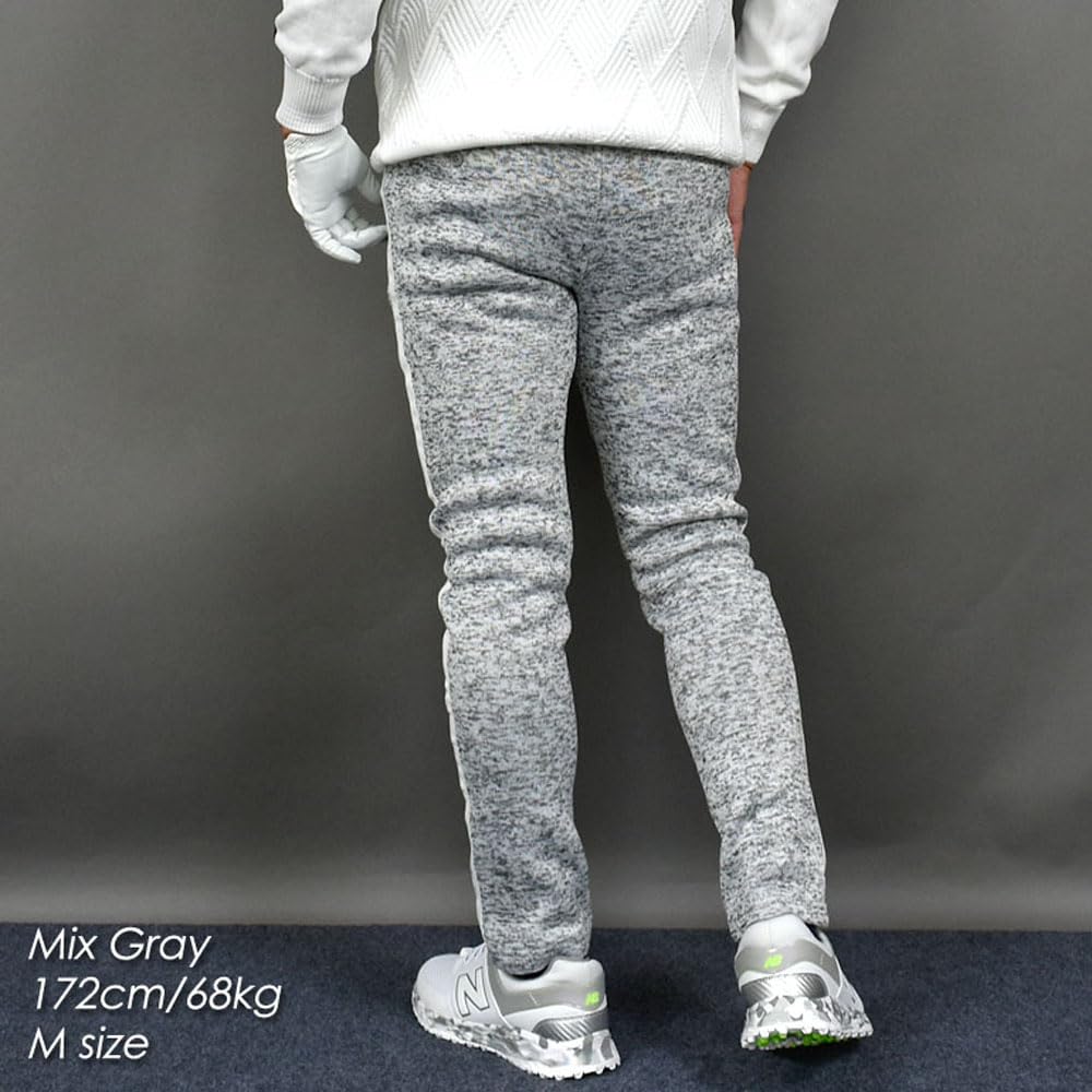 COMON GOLF Golf Cold Plus Sizes Sliver Mix Size L Men's Pants, Fleece-Lined, Stretch, Weather, Available, Tapered, Knit, Warm, Fall/Winter, Gray,