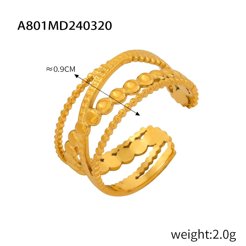 Fashion Commuting Simple Geometric Jewelry Hollow Multi-layer Texture Splicing Design Sense Index Finger Ring Titanium Steel Open Ring