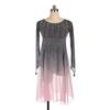 Girls Figure Skating Dress Performance Costume Competition Grading Nylon Spandex With Rhinestone Embellishment Pink Gray