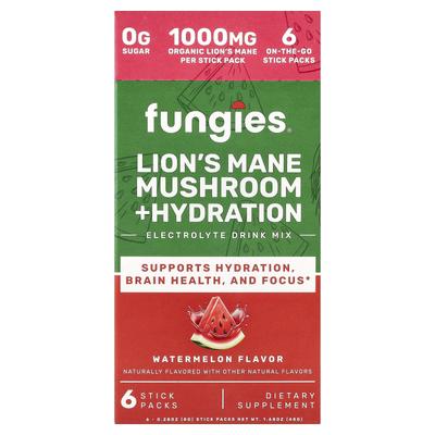 Reishi Mushroom + Hydration, Electrolyte Drink Mix, Watermelon, 6 Stick Packs, 8g (0.28oz) Each