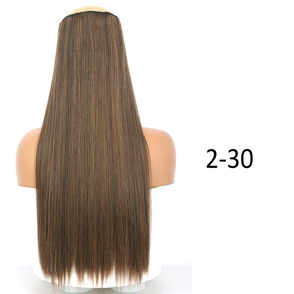 MISSQUEEN Women Long Straight Wavy Invisible Hair Extensions Without Clips Synthetic Fiber Long Daily Wear Invisible Hairpiece