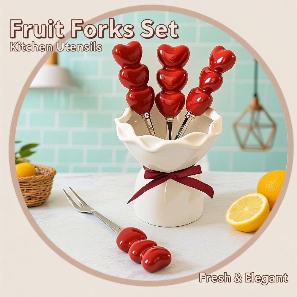 INS Dessert Forks with Storage Jar Bouquet Shape Fruit Receipt Jar  Party Supplies