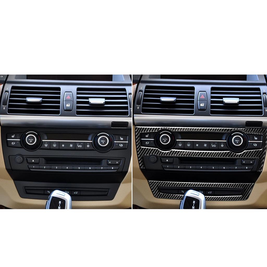 Compatible BMW X5/X6 E70/E71 Carbon Fiber Center Console Air Conditioning CD Panel Interior Modification Kit