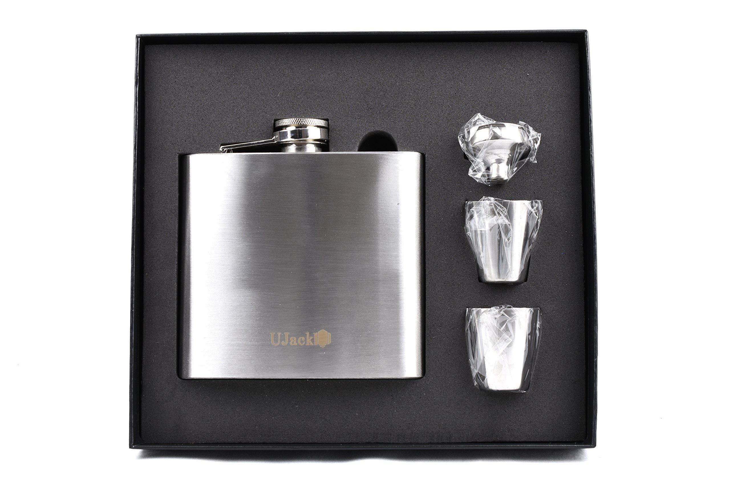 

UJack Нержавеющая сталь SUS304 Фляга для виски Фляга Фляга Матовая из (14 унций, Финиш/Сет 4)