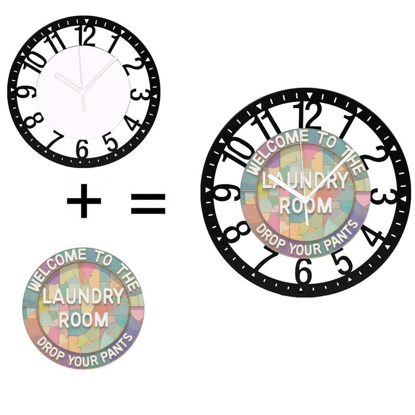 25cm Nordic Design Iron Round Wall Clock with Elegant Hands Silent (Black,10 inch(25.40cm))