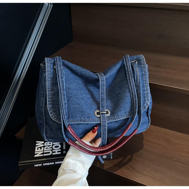 Cowboy Cloth Bag, Women's New Fashi, High-end Sense, Artistic Style, One Shoulder Diagal Cross Bag, Hand-held Mailman Bag