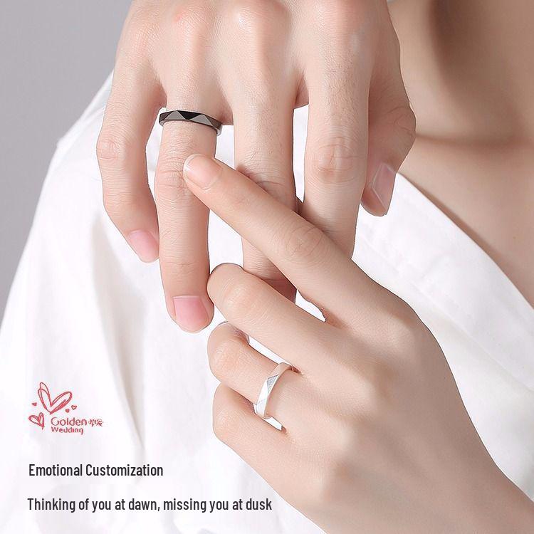 Minimalist Adjustable Black & White Couples Rings - Trendy Japanese & Korean Design for Men & Women