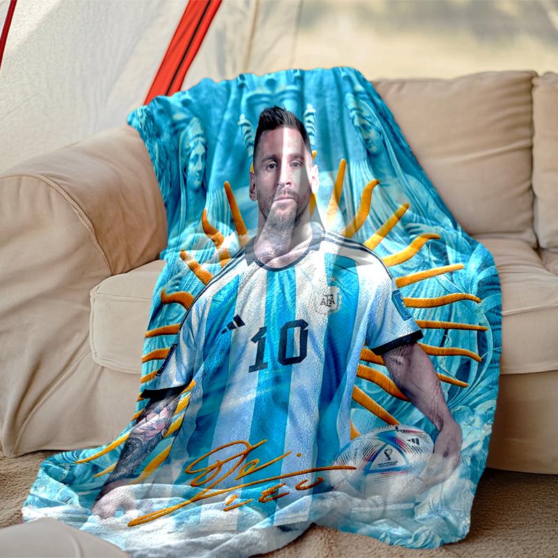 1pc Easy-Care Football Star Messi Blanket, Perfect for Couch, Bed, Home, Travel & More, Warm & Durable Printed Blanket