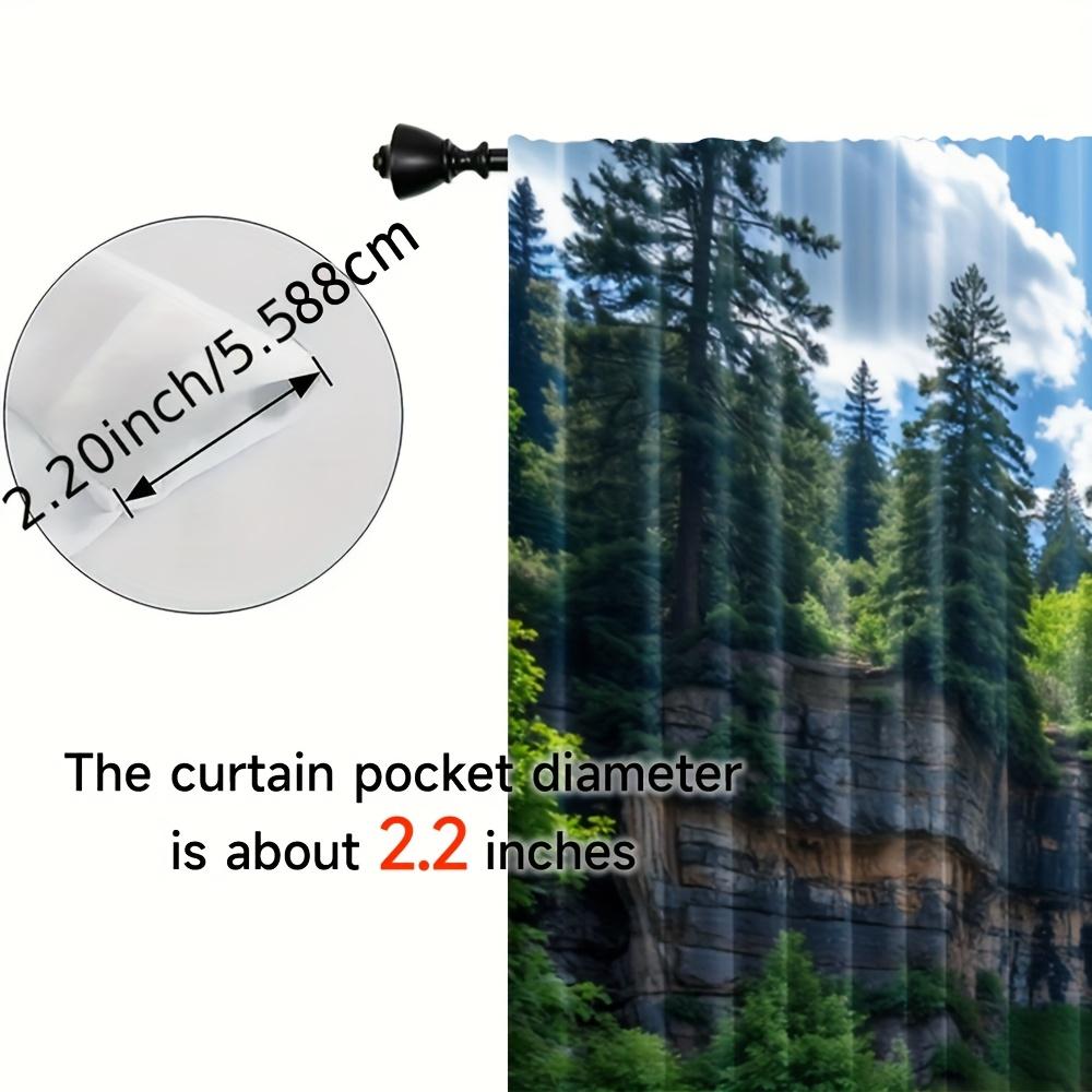 2pcs Scenic Waterfall Print Curtains - 3D Effect, Machine Washable Polyester, Blackout Panels with Vibrant Nature Design, Perfec