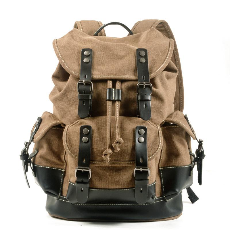 Vintage Canvas Backpacks for Men Laptop Daypacks Waterproof Rucksacks Large Waxed Mountaineering Travel Pack Vintage Backpack
