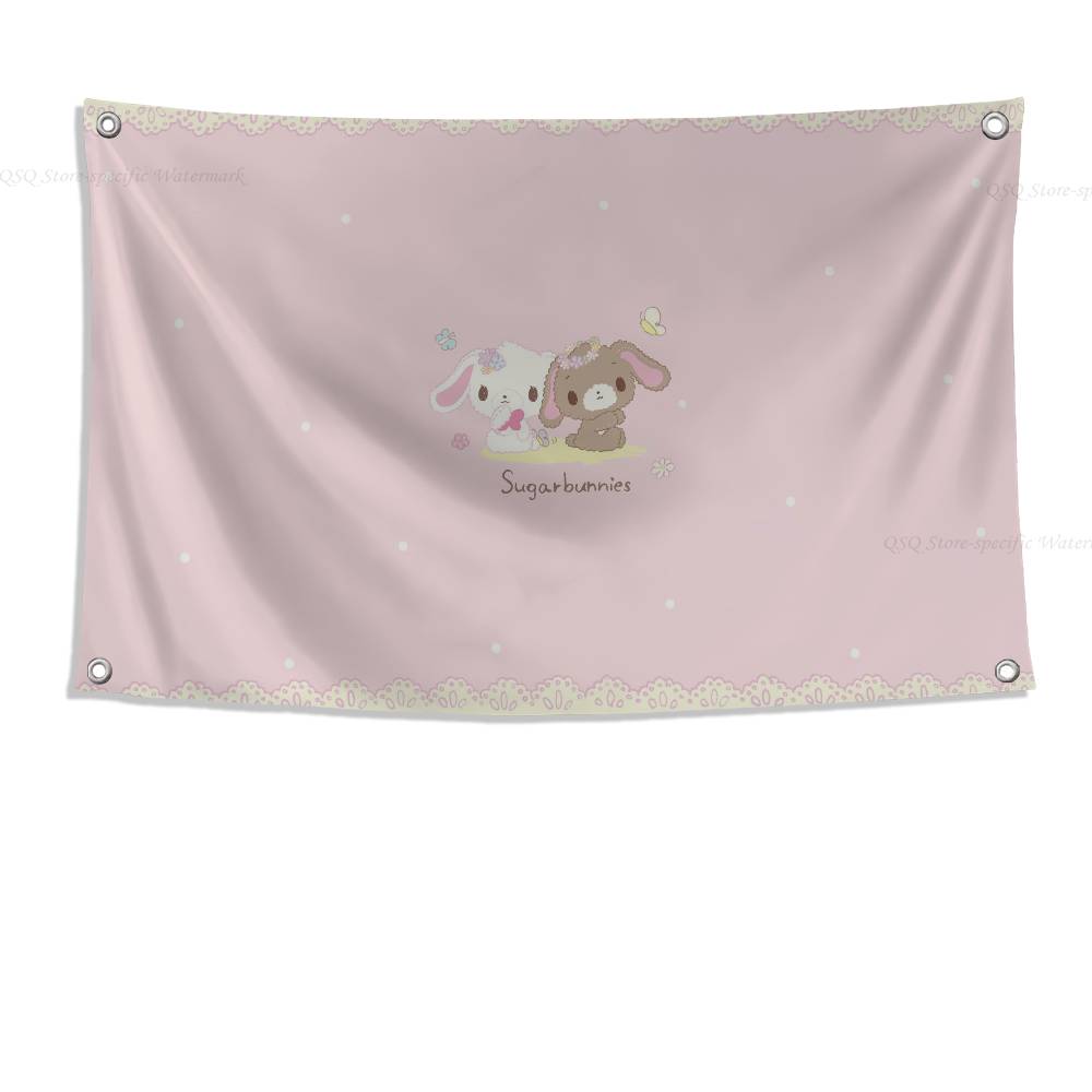 Ssugarbunnies Anime Kawaii Flag Banners Four Hole Flag Polyester Outdoor Decor Room Aesthetic
