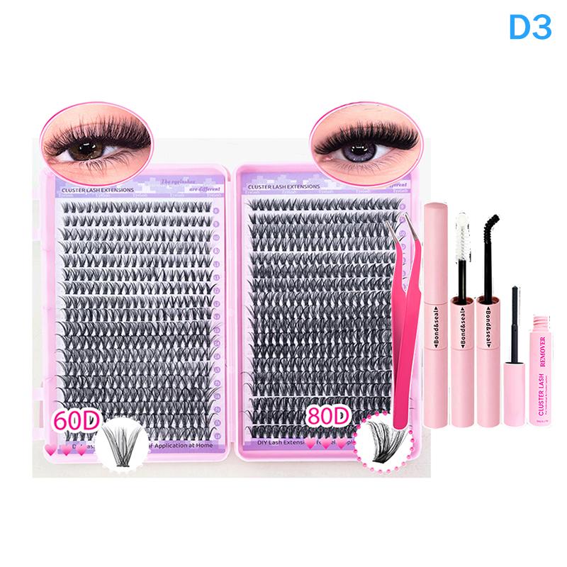Lashes Cluster Diy Lash Extension Mixed Tray Clusters Eyelashes Fluffy Individual Lashes With Lash Bond And Seal And Tweezers