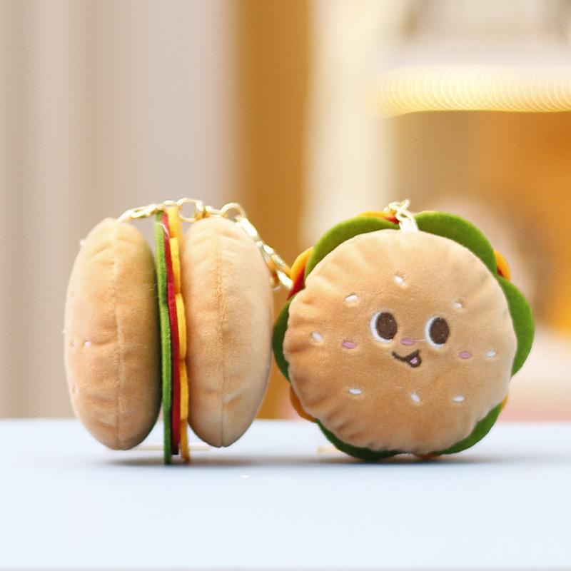 Plush Hamburger Keychain With Cute Design Perfect For Girl Backpack Accessories