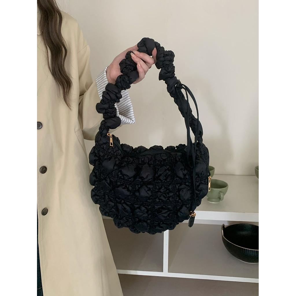 IELGY All-Match One-Shoulder Underarm Korean Version Down Padded Jacket Bag Casual Cross-Body Folded Cloud Bag