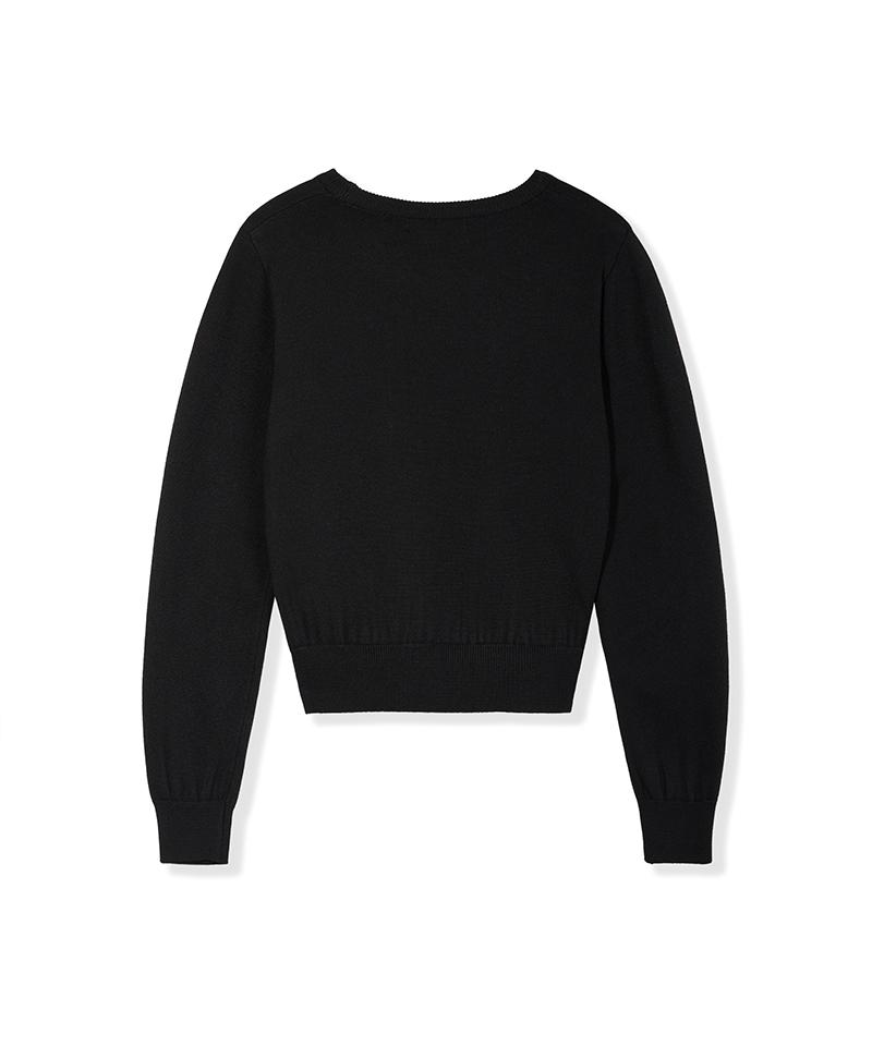 Nodeuyuumeon Basic Crew Neck Round Knit [Black]