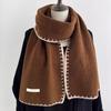 Atmosphere Lace Red Wool Knit Scarf - Women's Korean-Style Versatile Winter Warm Cashmere Trendy Neck Warmer