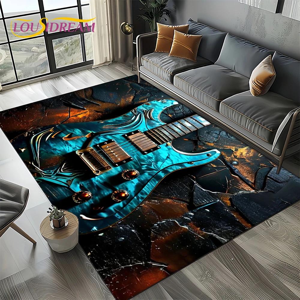 27 Style New Skull Electric Guitar Classical Guitar Carpet Rug for Living Room Bedroom Home Sofa,kid Area Rug Non-slip Floor Mat