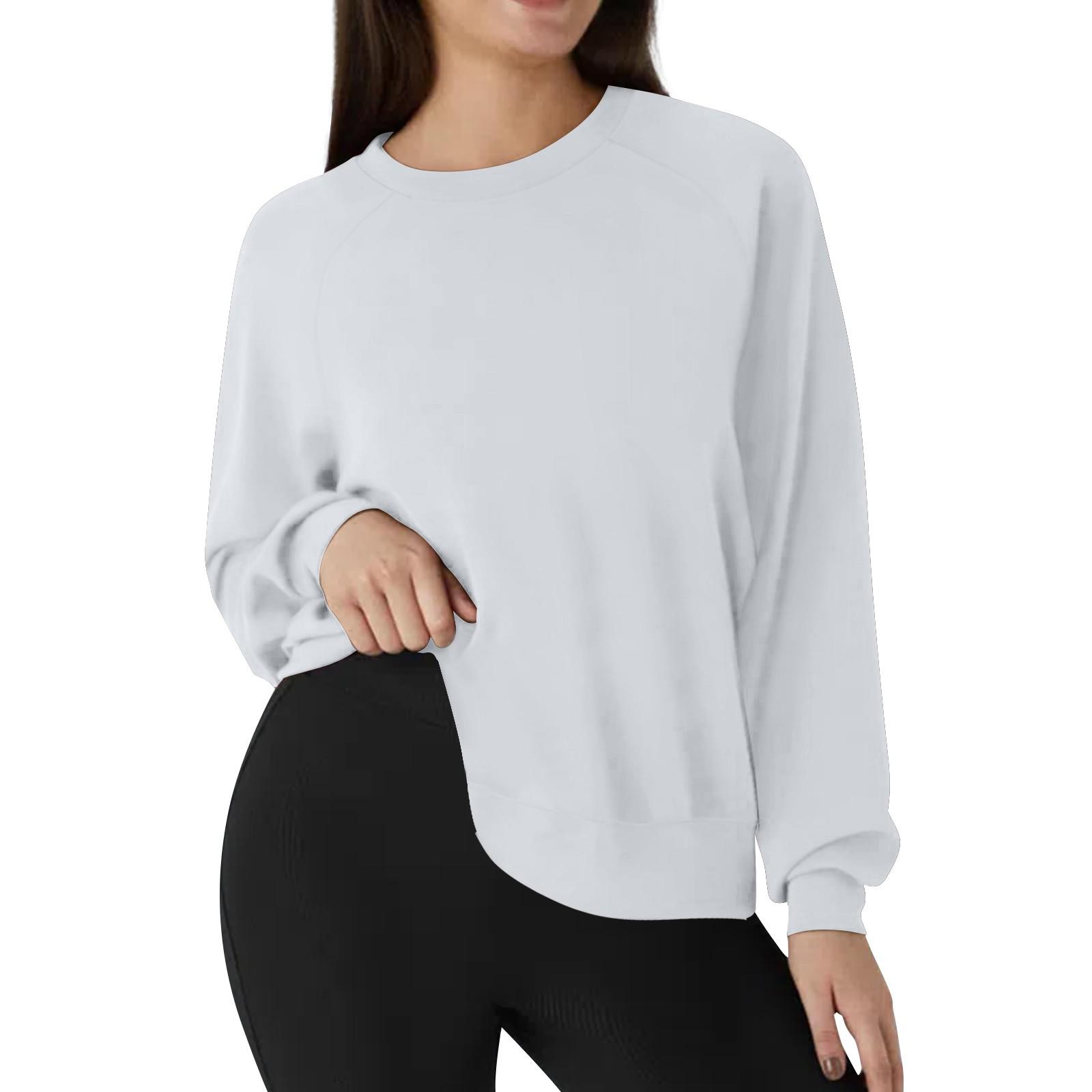 

Женская повседневная свободная толстовка-пуловер, однотонная толстовка с длинными рукавами XL белый