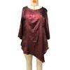 Sparkling Irregular Hem Blouse Women Loose Fit Round Neck Tee Shirt Ninth Length Sleeve Mid Top Daily Wear