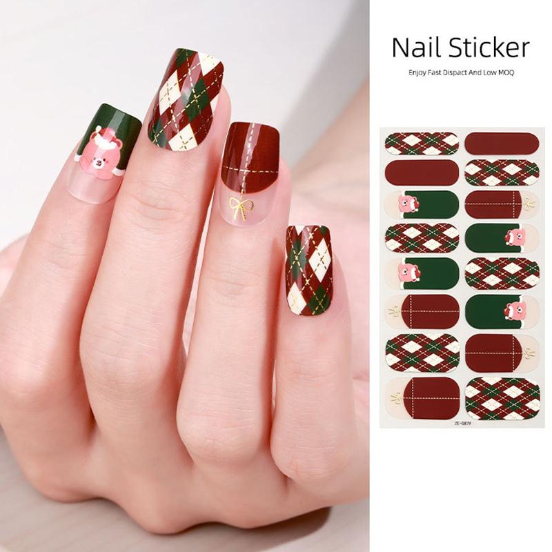 Christmas Series Full Cover Nail Stickers Snowflake Nail Decal Women Self Adhesive Manicure Designer Nail Art Sticker Decoration