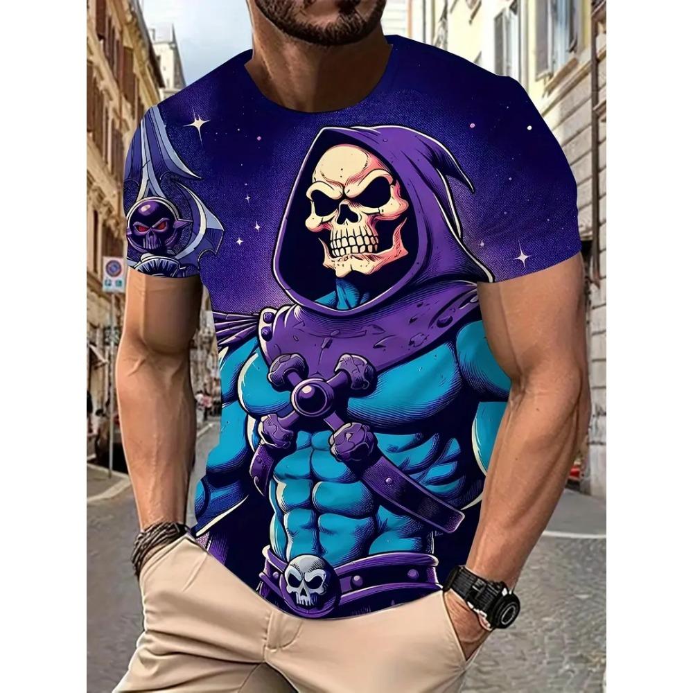 Goth Horror Joker Skull 3D Printed Men's T-Shirts Summer Street Short-Sleeve Outdoor Casual Tops Men's and Women's Tees Top