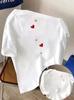 Fashion Unisexs Unisexs Tshirt With Heart Print Doublesided Love Design Round Neck Casual Top Summer New Fall Casual Attire