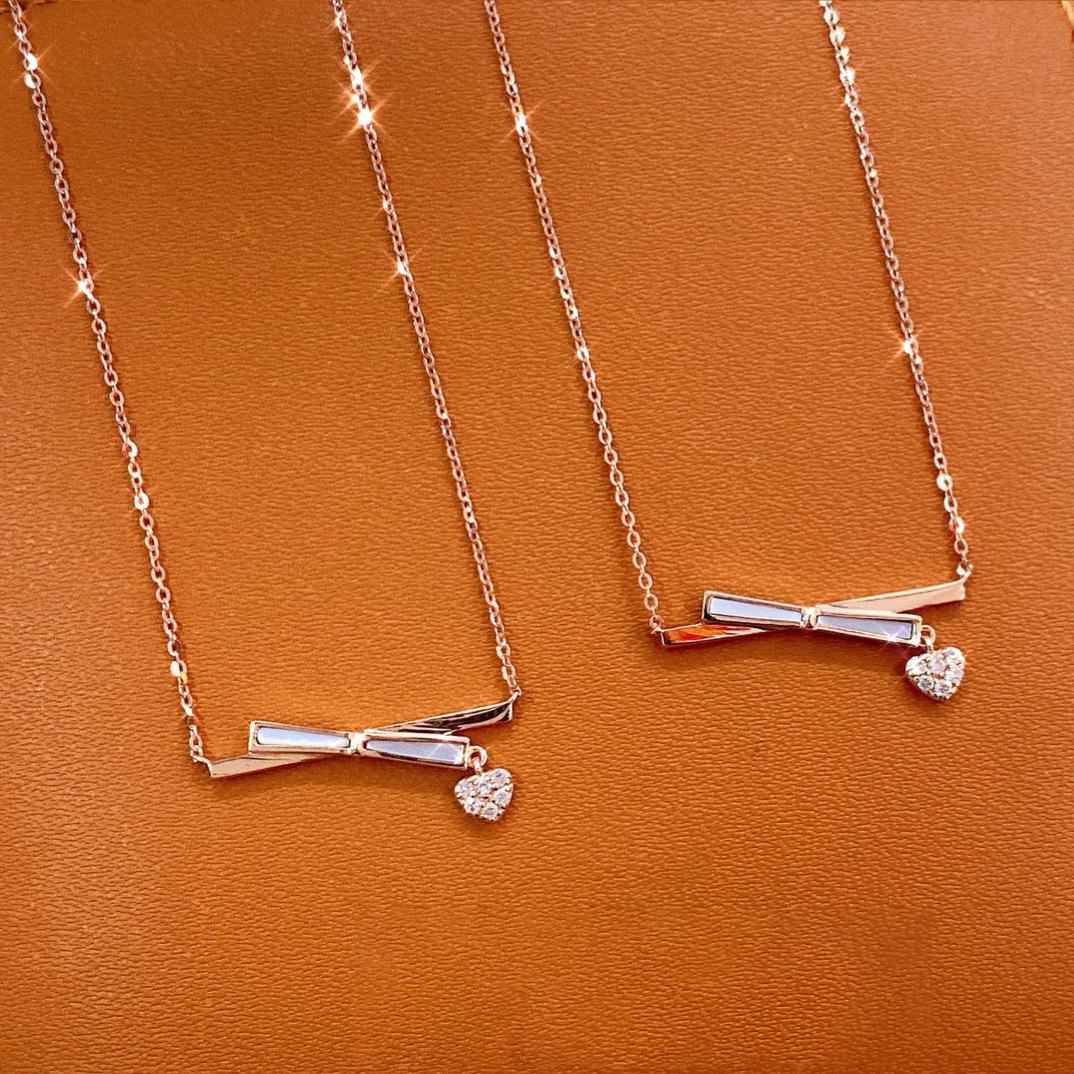 

Sterling Silver s925 Korean Bow Necklace: Elegant, Versatile Clavicle Chain for Women 925 Silver