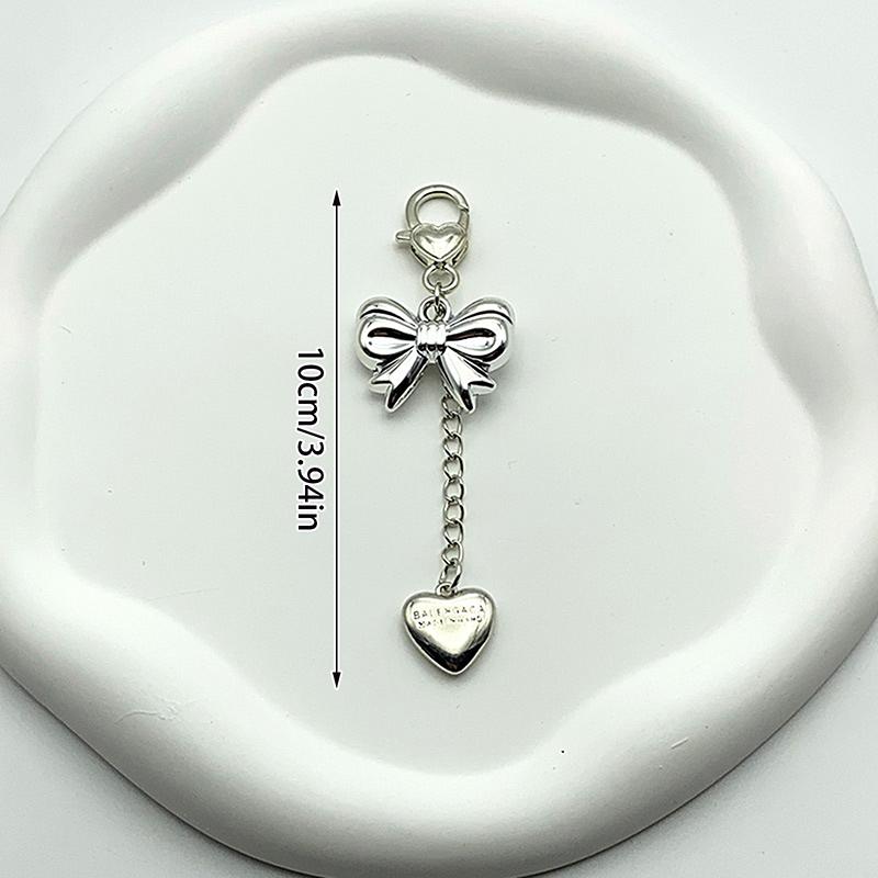 1PCCartoon Love Bow Beads Mobile Phone Chain Lanyard Cute Short Pendant Keychain Hanging Cord Strap Fashion Jewelry Accessories
