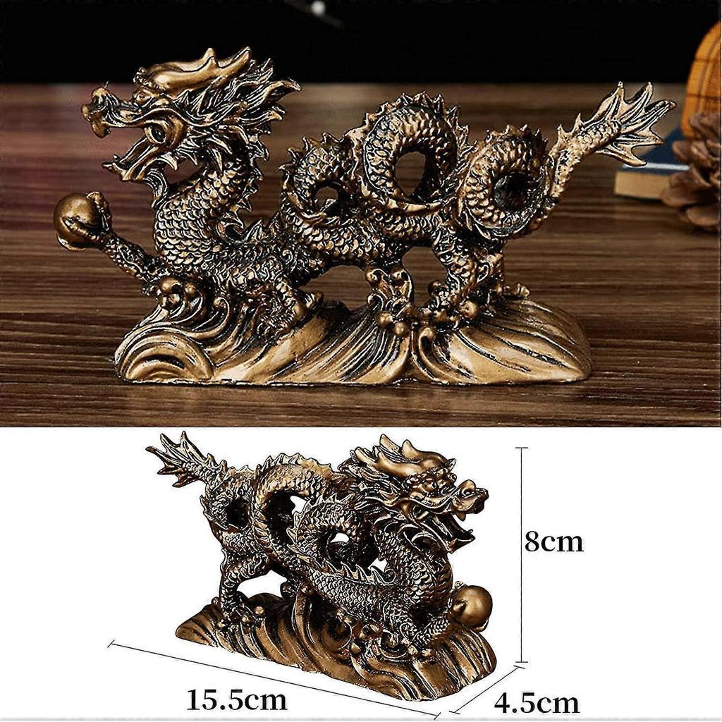 Feng Shui Dragon Statues, Chinese Dragon Figurine Home Attract Wealth and Good Luck (Bronze) - DD01