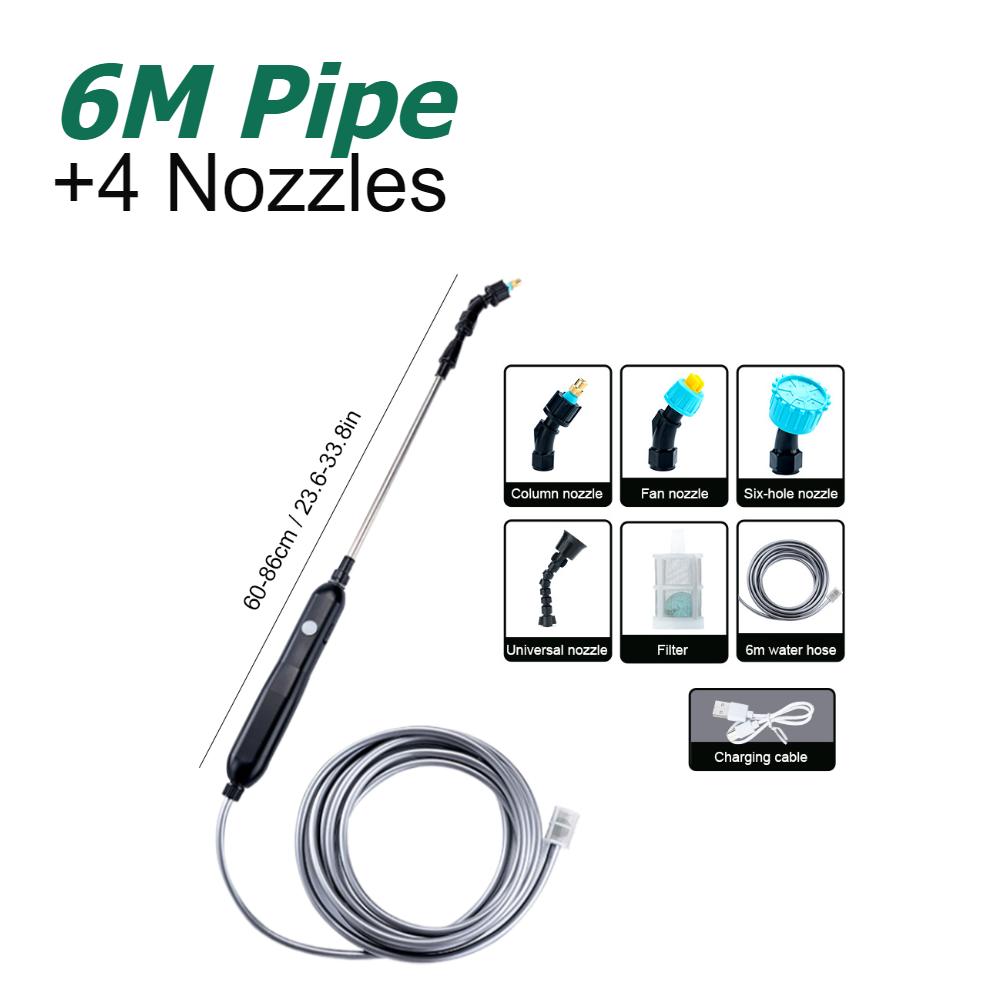 Tragbarer Elektrischer Gartensprüher 2/4/6M USB Wiederaufladbar Teleskopgriff Elektrischer Sprüher mit 2/4 Düsen für Hofpflanzen