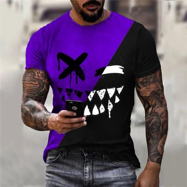 Fashion Casual Oversized Men's Clothes Short Sleeves Anime Hip Hop Plus Size 3D Printed T-Shirt O-Neck Tops