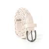 Women's Classic Retro Wax Cord Belt with Gun Black Buckle - Stylish, Thin Leather Belt for Pants & Skirts