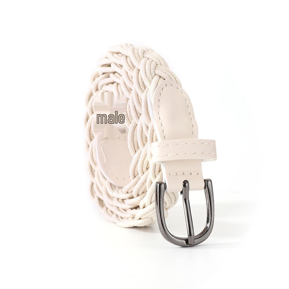 Women's Classic Retro Wax Cord Belt with Gun Black Buckle - Stylish, Thin Leather Belt for Pants & Skirts