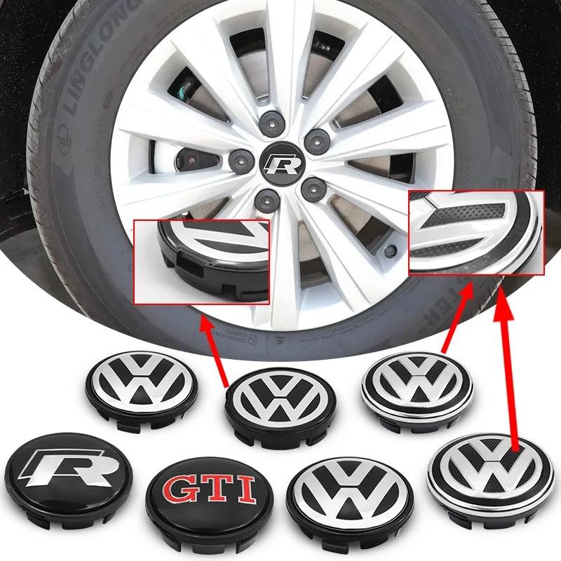 4Pcs Car Wheel Hub Center Caps Badge Emblem Set for Volkswagen VW Golf Polo Passat CC Touran - 55mm 56mm 65mm 70mm Rim Cover Acc zd0