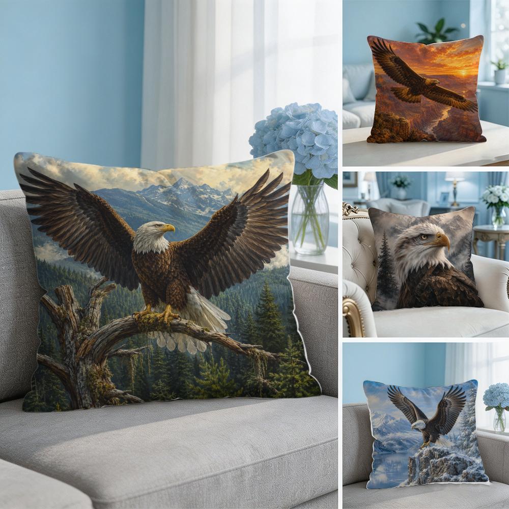 AMERICAN BALD EAGLE Wildlife Cushion Cover Breathable Organic Cushion Covers Machine Washable WrinkleResistant Soft Durable