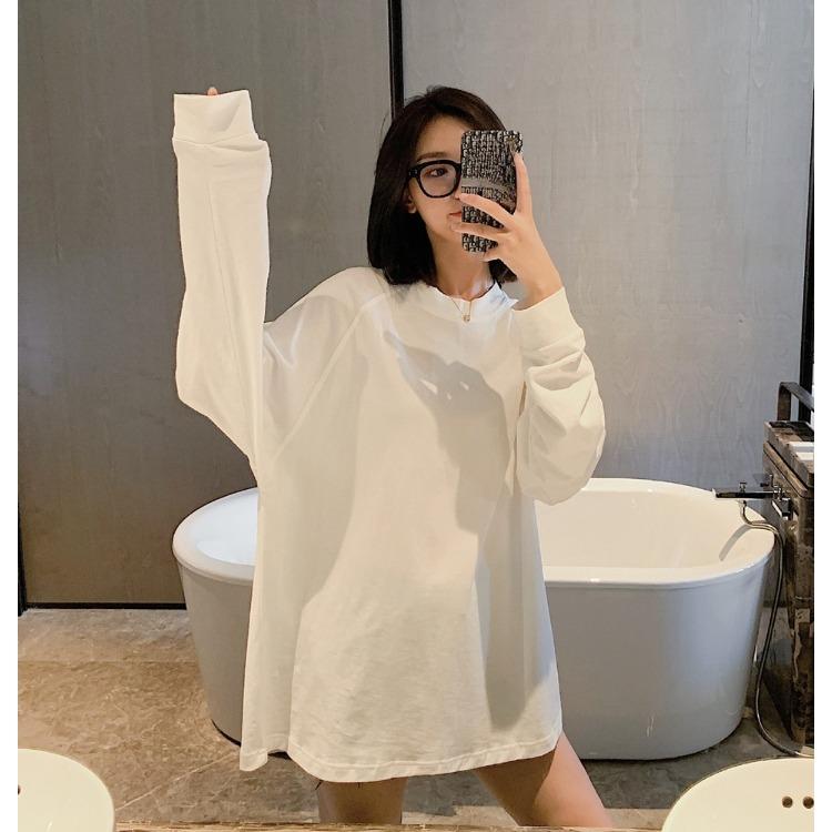 Fall Fashion Loose Fit Round Neck Long Sleeve Womens Tshirt Basic Tee