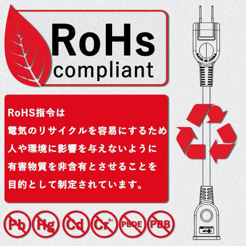 AKIRARI Power Extension Cord, Power Tap, 1 Port, Clean Wiring, 15A, 1500W, Choose from 0.1m to 10m, Cold Resistant, Heat Resistant, Tracking, Fire Pre