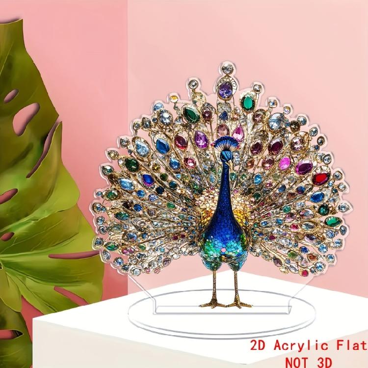 Acrylic Peacocks Statue Figurines Table Centerpieces Animal Figurines Sculptures Table Ornament for Home Office Decors