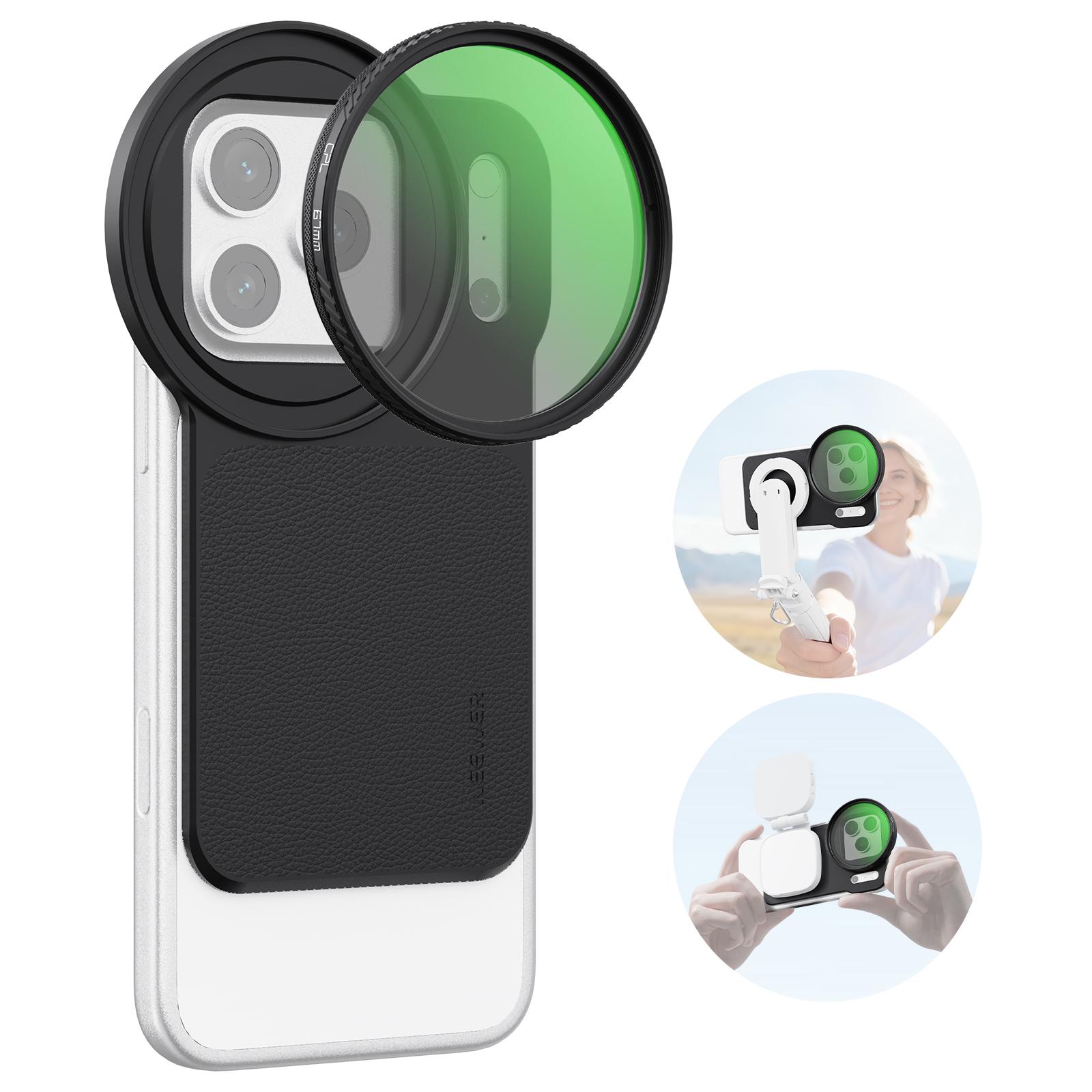 NEEWER 6.9 Magnetic Phone Lens Filter Mount Adapter Backplate Accessories & 67mm CPL Filter Circular Polarizing Polarizer FH-05