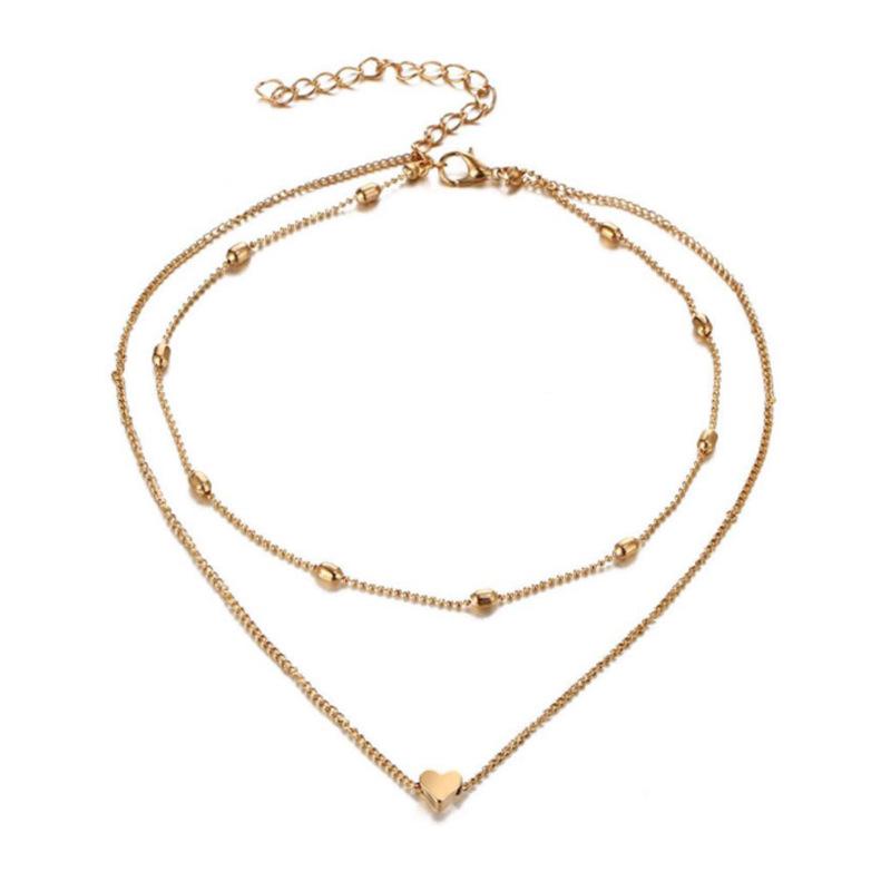 Trendy Heart-Shaped Multi-Layer Clavicle Chain Necklace for Women
