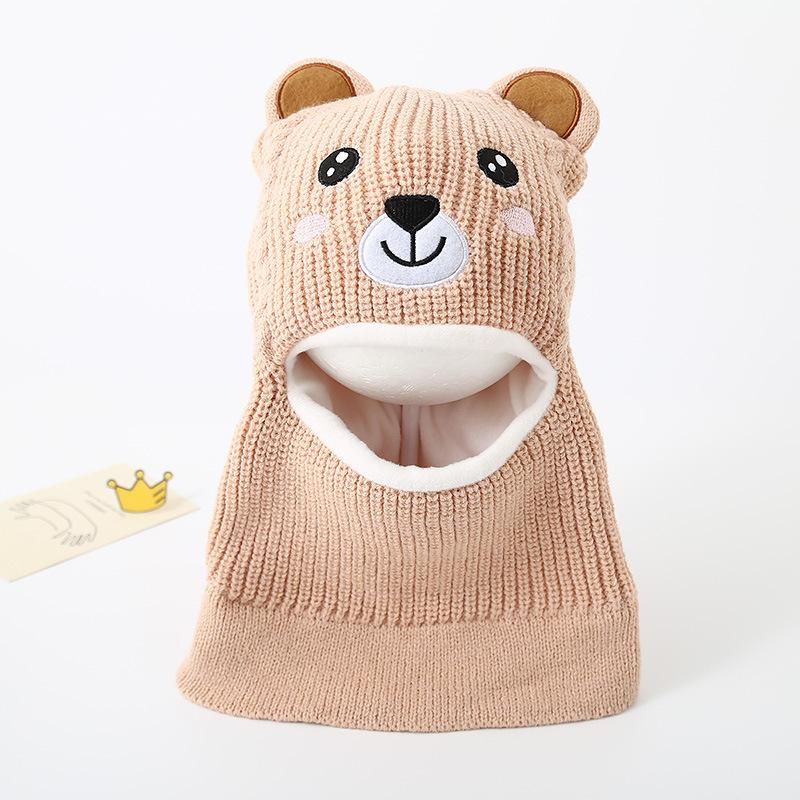 Baby Hat Scarf Integrated Hat Winter Warm Thickened Knitted Ear Hat Cute Super Cute Boys and Girls Wool Hat