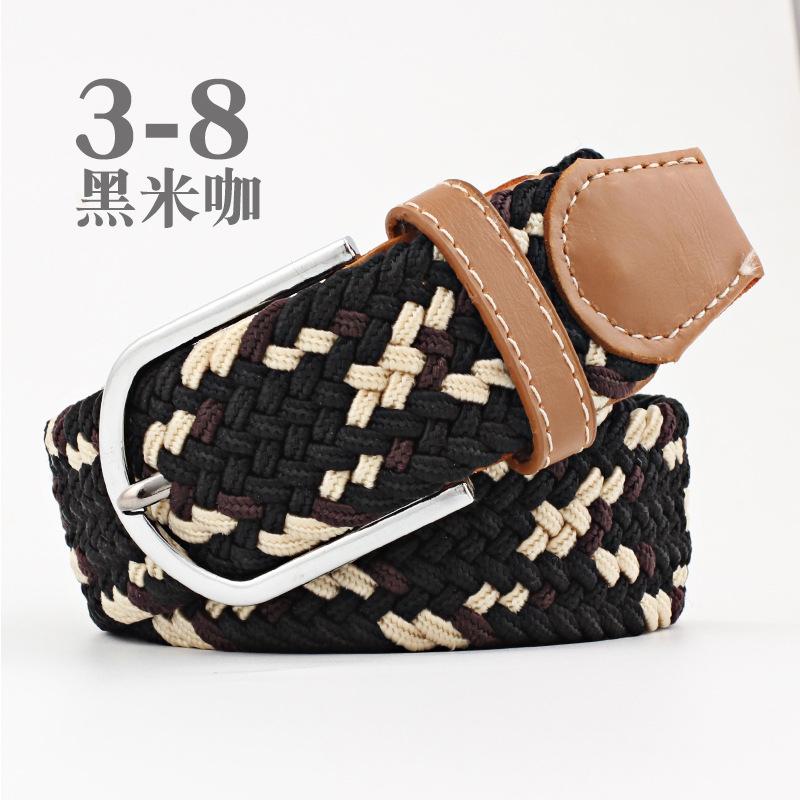 Women Casual Knitted Pin Buckle Without Holes Men Belt Woven Canvas Elastic Expandable Braided Stretch Belts for Female Jeans