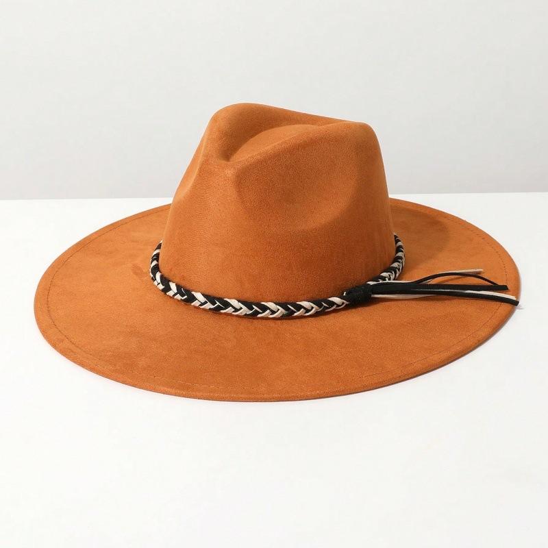 Suede Felt Hat for Men and Women, Couple's Large-brimmed Hat, Flat-brimmed Gentleman's Hat