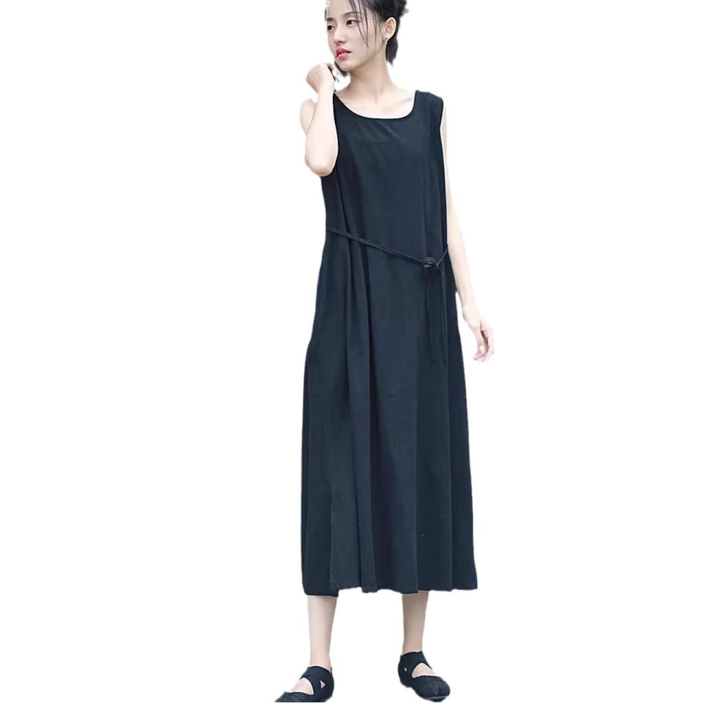 Homemade Cotton and Linen Literary Vest Skirt Cold Gentle Wind Versatile Dress Color