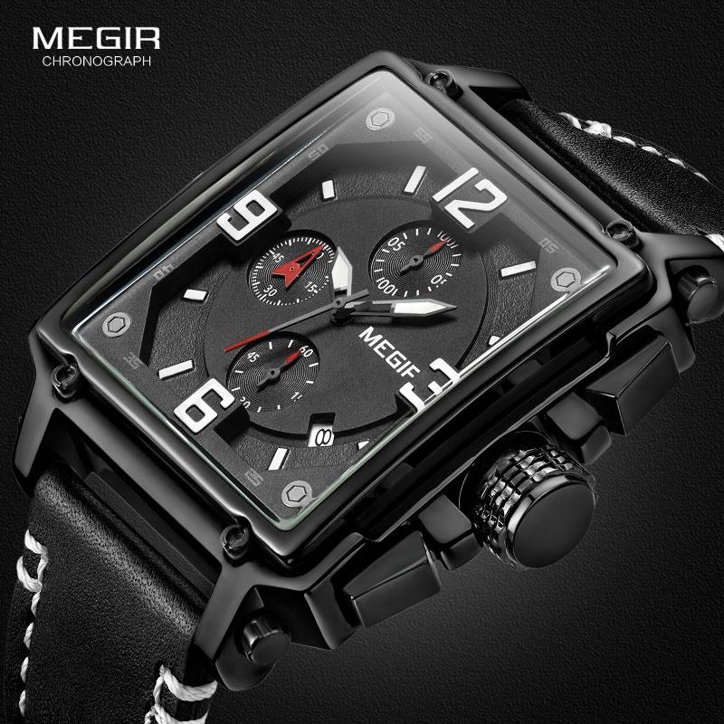 Orologio Uomo Cronografo Nero – Quadrante 46mm – Cinturino In Pelle – Impermeabile